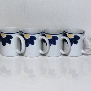 4 Vintage International TABLE WORKS Blue Napoli 153 STONEWARE Coffee Cups